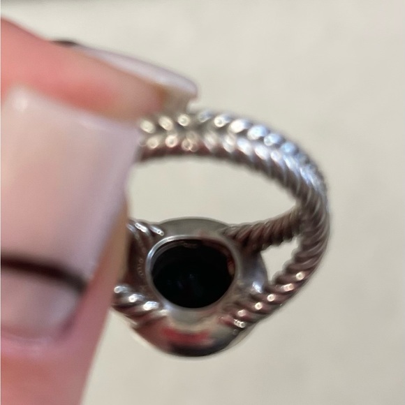 David Yurman black onyx, diamond, sterling ring size 8 - Picture 3 of 7
